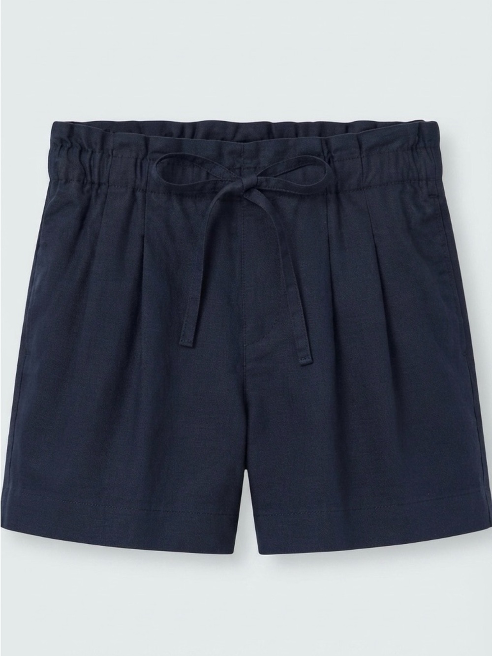 Uniqlo Navy High-Waist Paperbag Tie Shorts